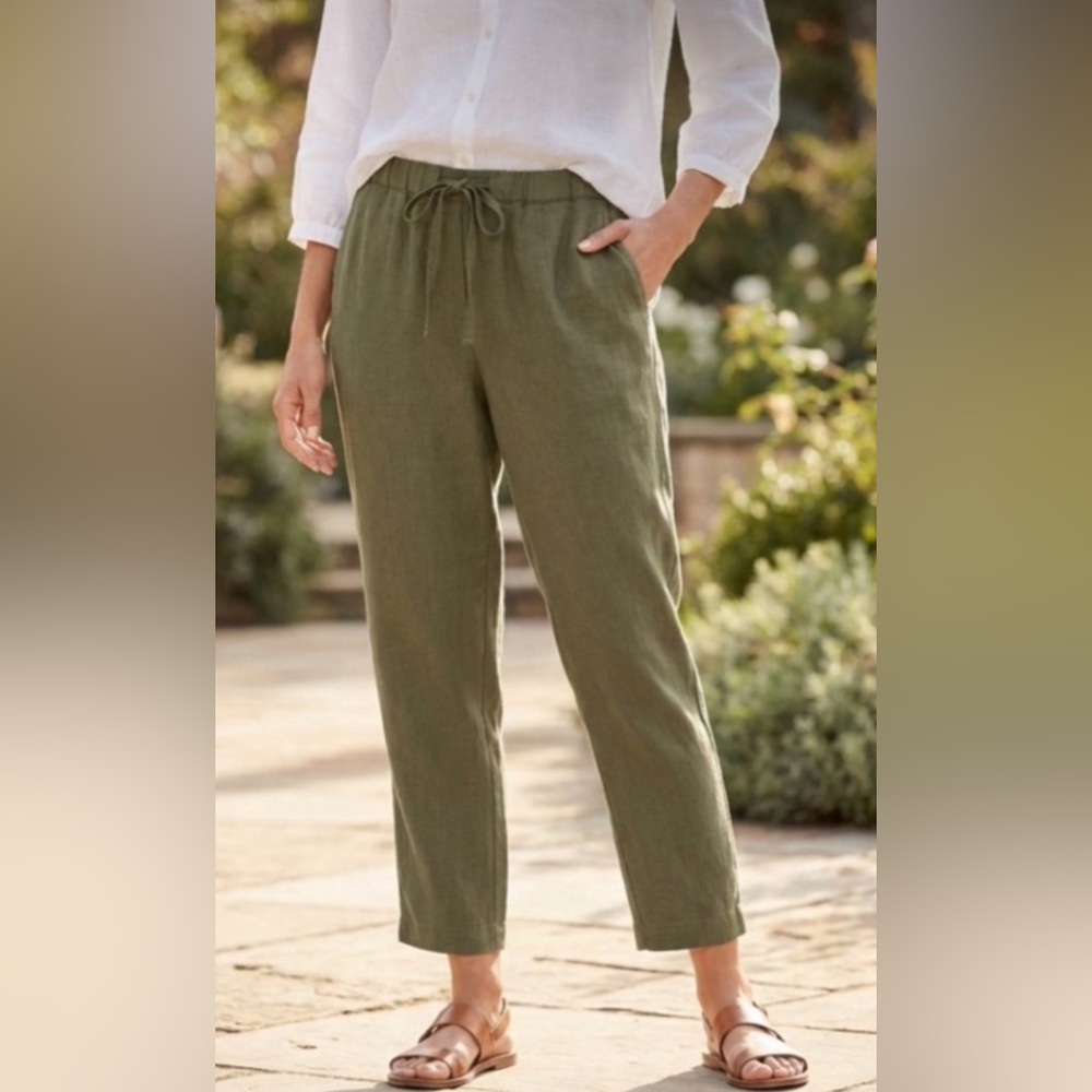 J. Jill 100% Linen Drawstring Straight-Leg Pants